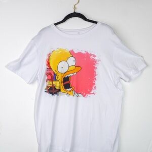 White T-Shirt with Homer Simpson Large